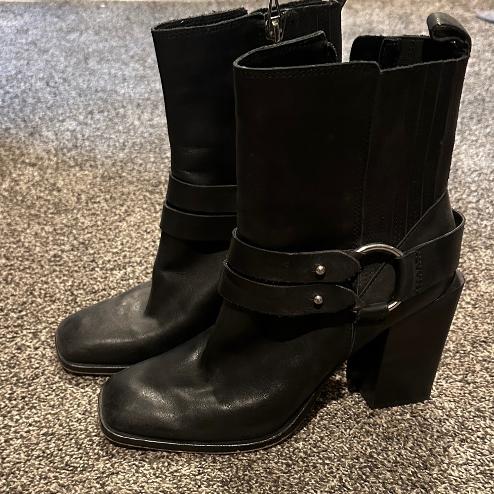 Black Leather Ankle Boots
